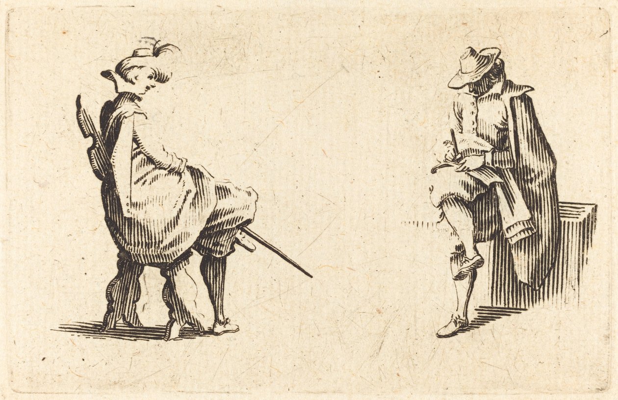 Zwei sitzende Figuren von Jacques Callot