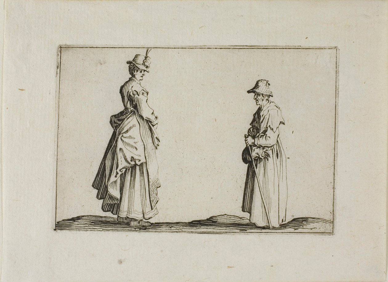 Zwei Frauen im Profil, aus Die Caprices von Jacques Callot