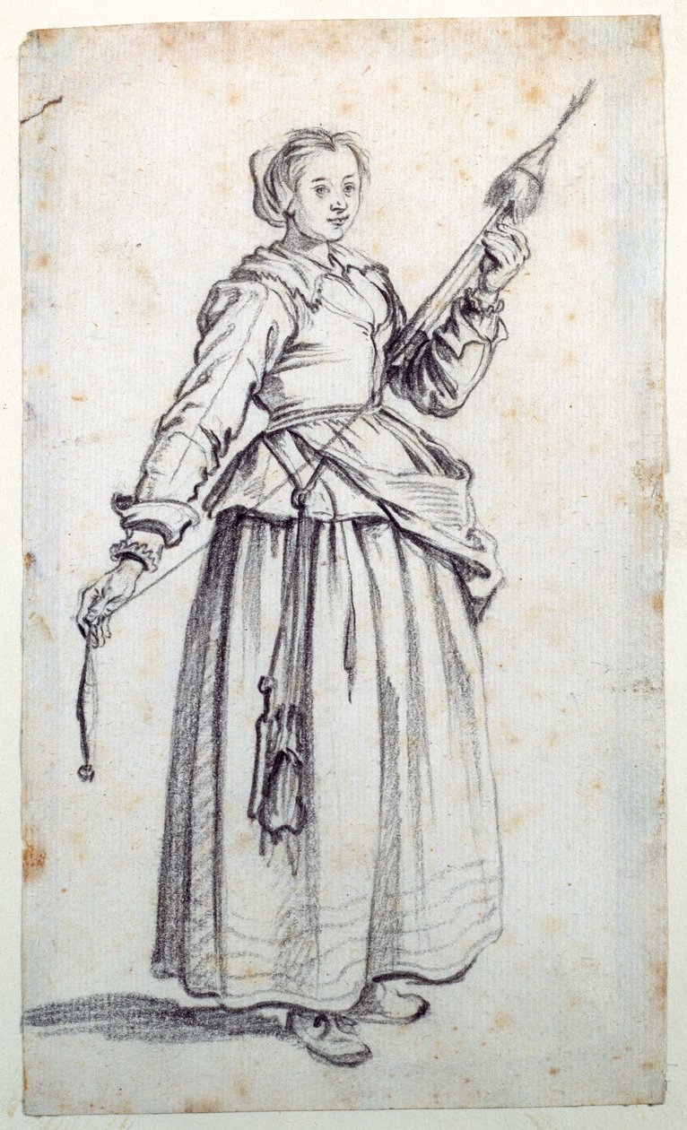 Frau mit Spindel von Jacques Callot