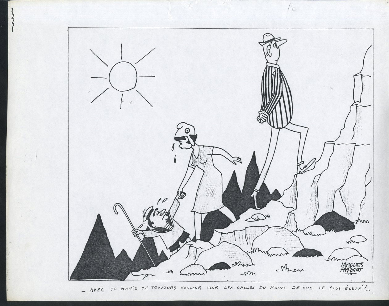 Candide, Satire in Schwarz-Weiß von Jacques Faizant