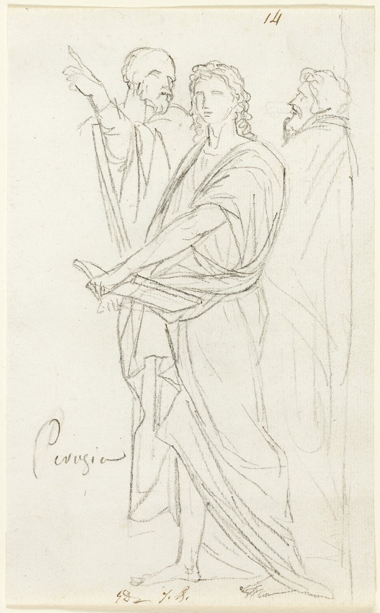 Skizze von drei klassischen Figuren von Jacques Louis David