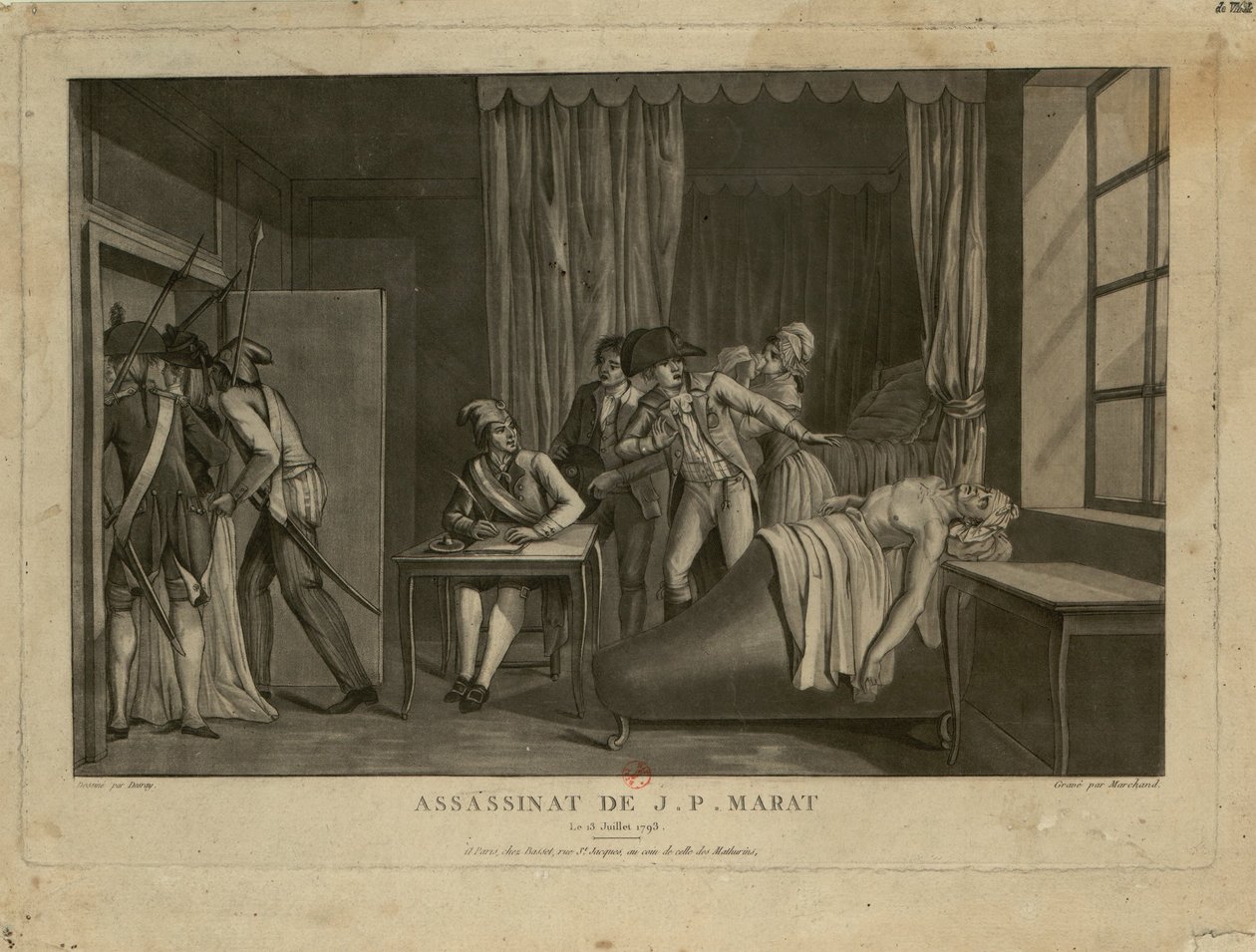 Die Ermordung von Jean-Paul Marat, 1793 von Jacques Marchand