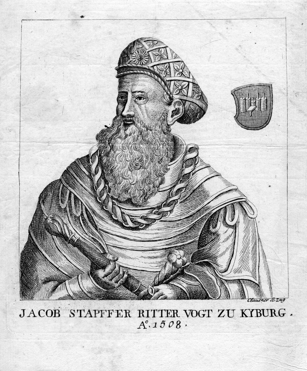 Graviertes Porträt von Jakob Joseph Clausner