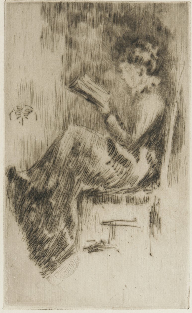 Lesen eines Buches (möglicherweise Lizzie Dawson) von James Abbott McNeill Whistler
