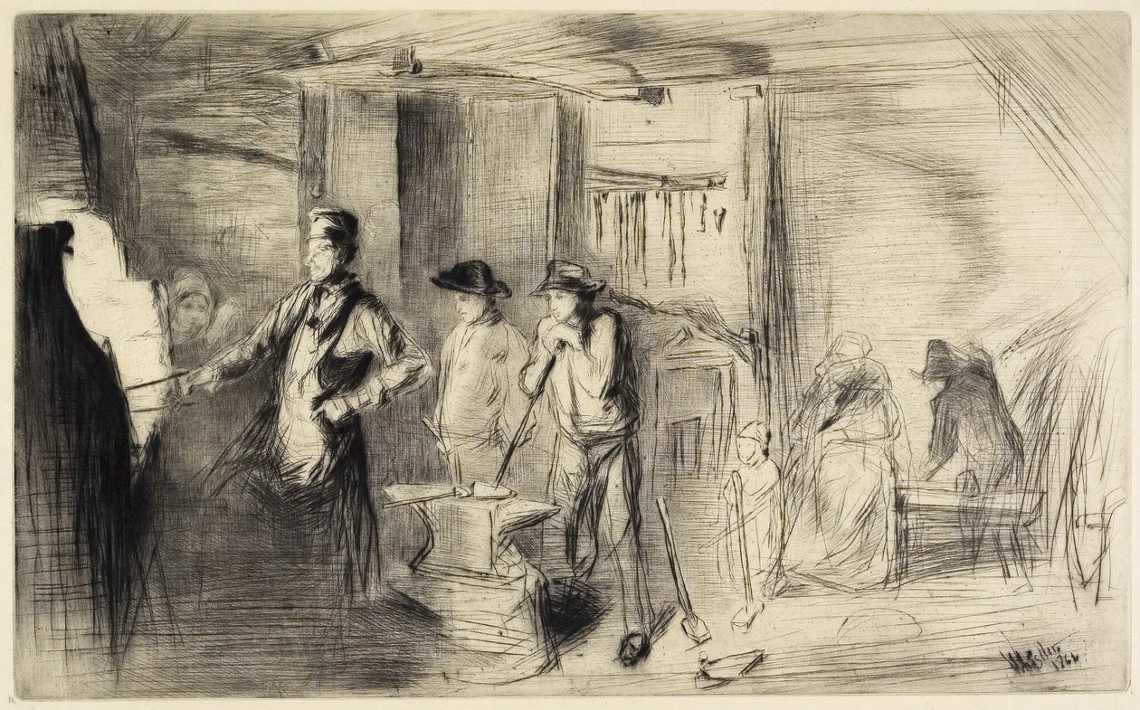 Die Schmiede aus Sechzehn Radierungen von Szenen an der Themse und anderen Motiven, 1861 von James Abbott McNeill Whistler