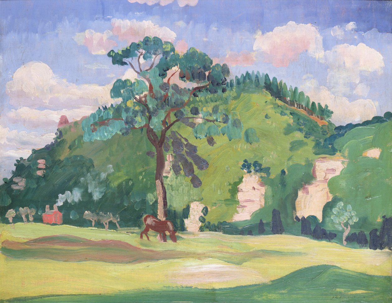 Landschaft mit grasendem Pferd, 1912-13 von James Dickson Innes