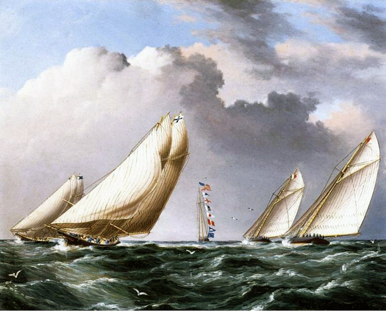 Amerikanische Yachten im Rennen, ca. 1875 von James E. Buttersworth