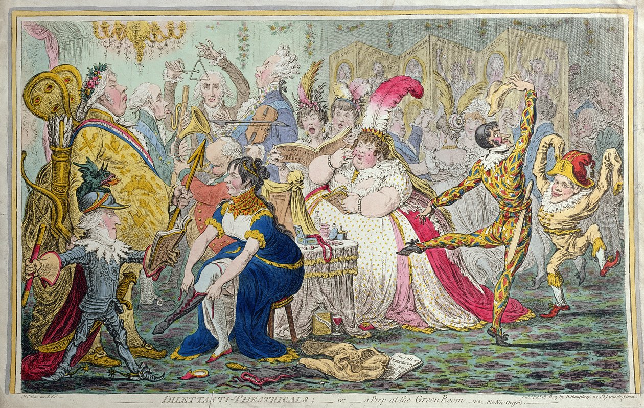 Dilettanten-Theater, oder Ein Blick in den Grünen Raum, veröffentlicht von Hannah Humphrey im Jahr 1803 von James Gillray