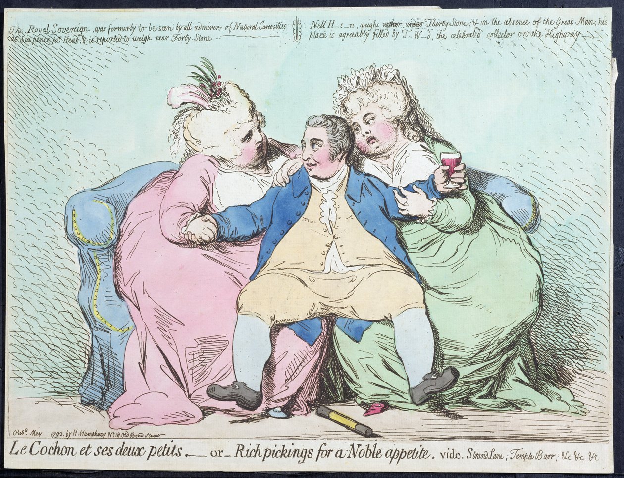 Le Cochon et ses Deux Petits, oder Reiche Beute für einen edlen Appetit, veröffentlicht von Hannah Humphrey, 1792 von James Gillray