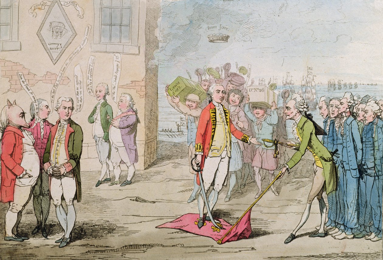 Rodney triumphiert, oder Admiral Lee-Shore in den Dämpfen, 1782 von James Gillray