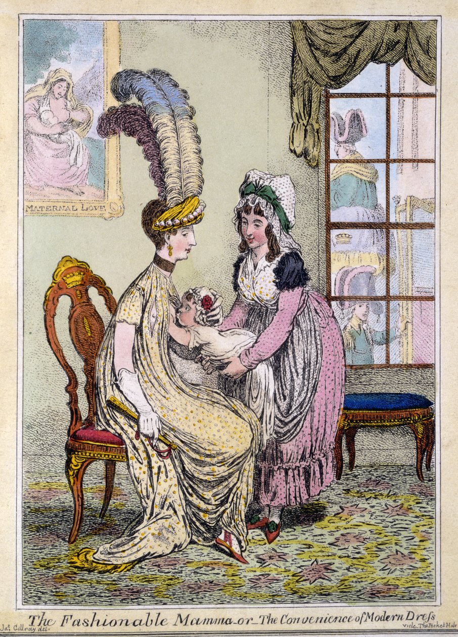 Die modische Mama oder die Bequemlichkeit der modernen Kleidung, veröffentlicht in London 1796 von James Gillray