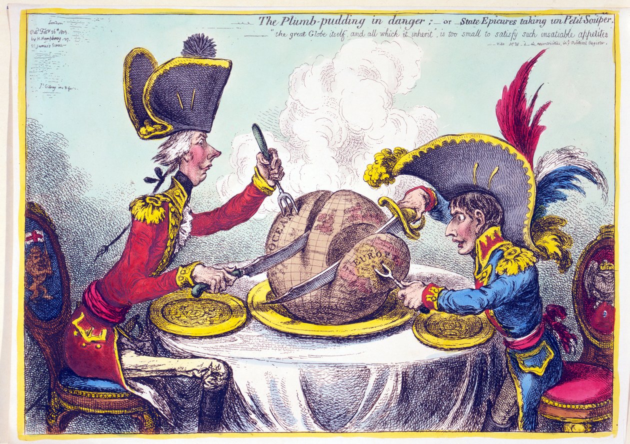 Der Pflaumenpudding in Gefahr, oder Staatsfeinschmecker nehmen ein kleines Abendessen von James Gillray