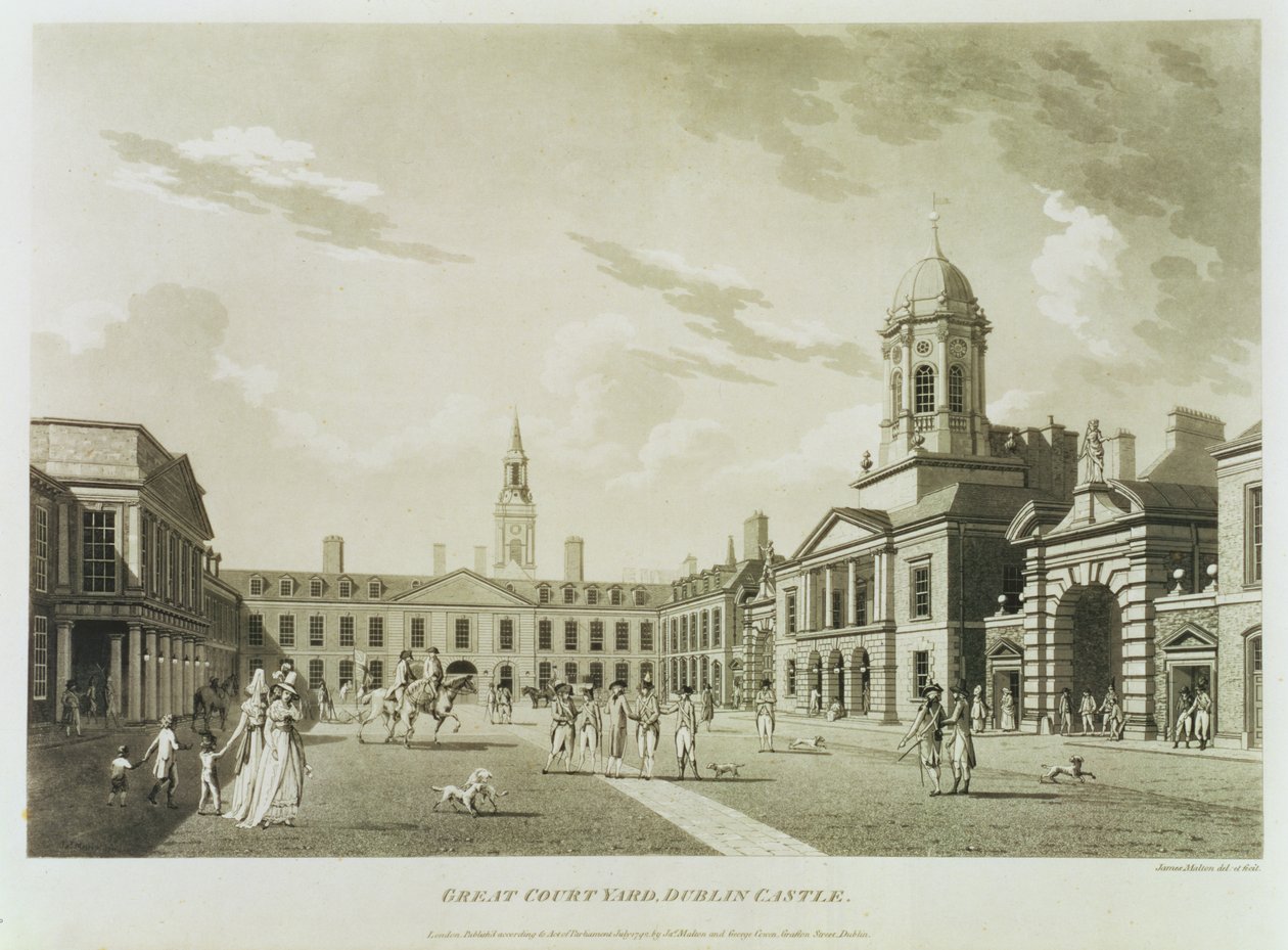 Der Große Hof, Dublin Castle, 1792 von James Malton