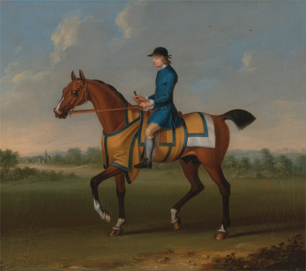 Ein braunes Rennpferd mit Jockey von James Seymour