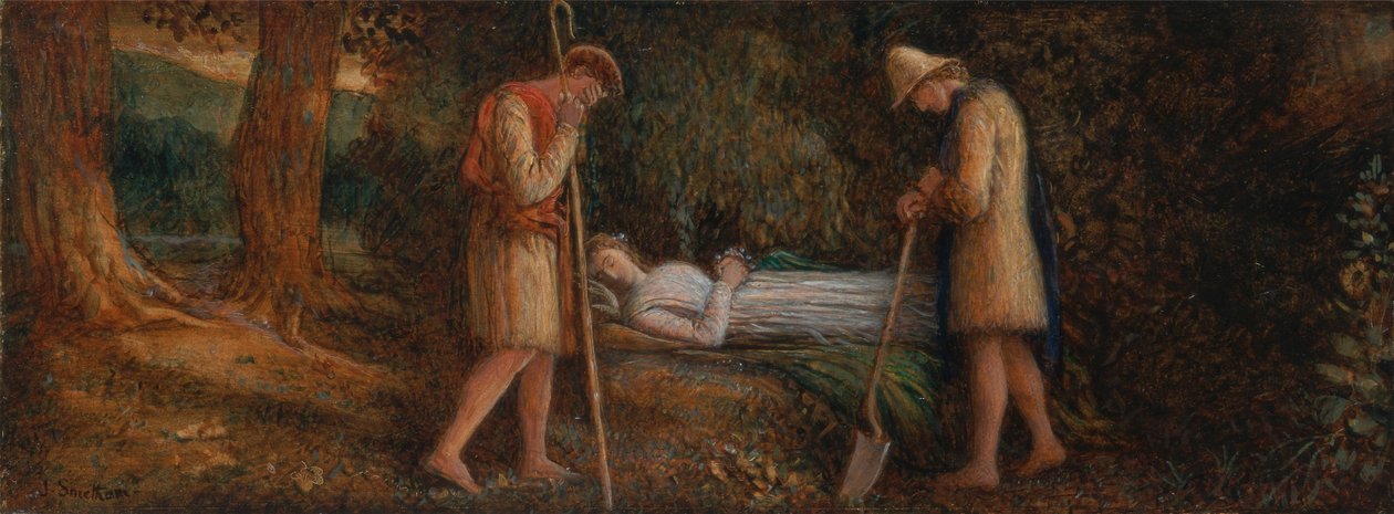 Imogen und die Hirten, aus Cymbeline, Akt IV, Szene ii von James Smetham