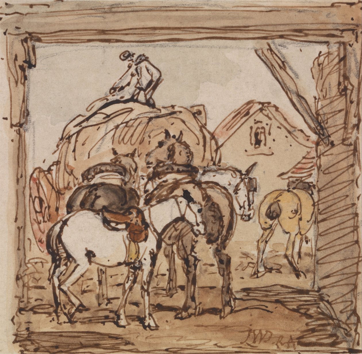 Bauernhof und Pferde von James Ward