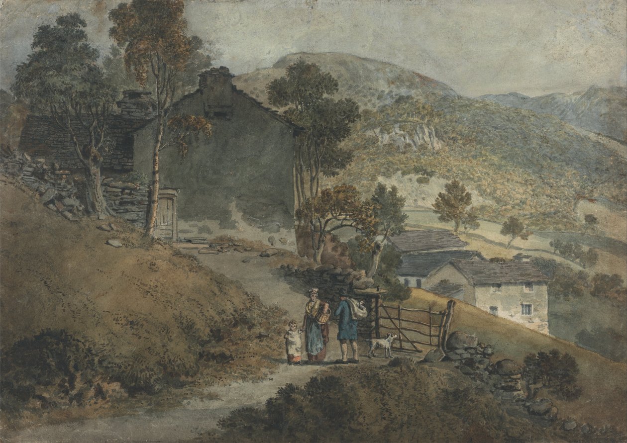 Landschaft mit Hütten und Figuren von James Ward