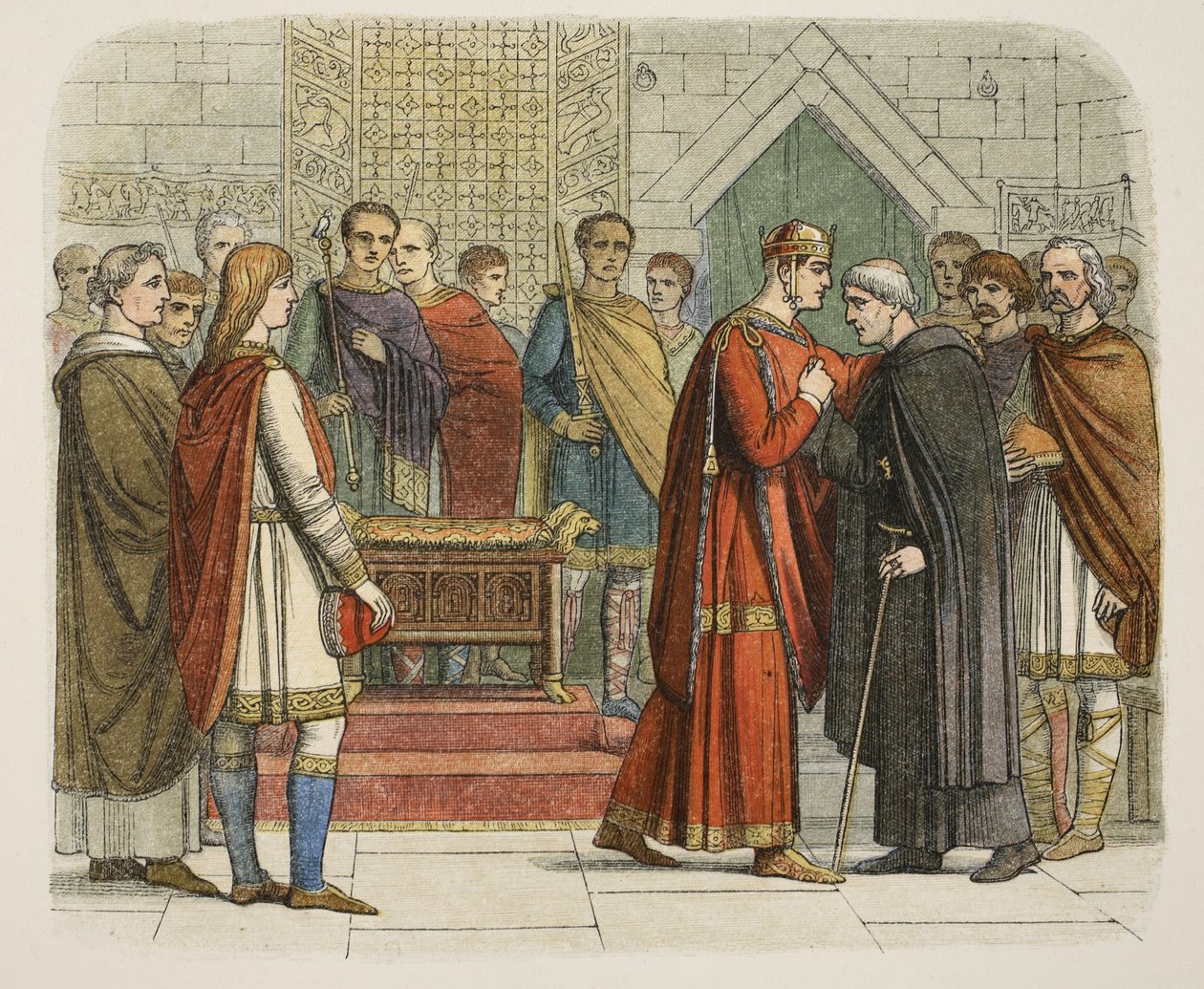 König Wilhelm I. huldigt den englischen Führern im Jahr 1067, aus A Chronicle of England BC 55 to AD 1485, veröffentlicht London, 1863 von James William Edmund Doyle
