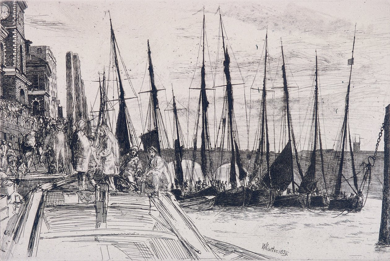 Boote neben Billingsgate, London, 1859 von James Abbott McNeill Whistler
