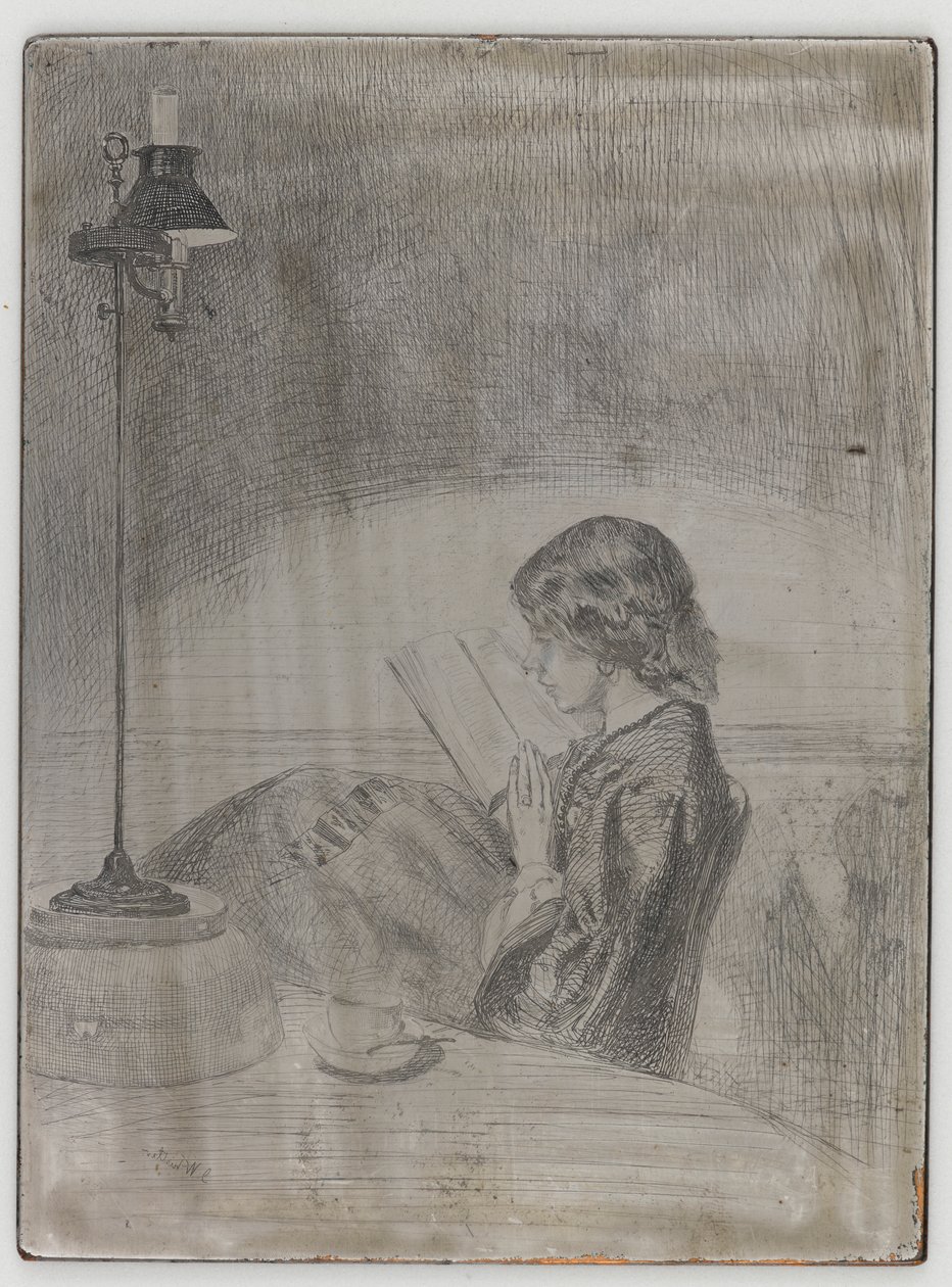 Lesen bei Lampenlicht von James Abbott McNeill Whistler