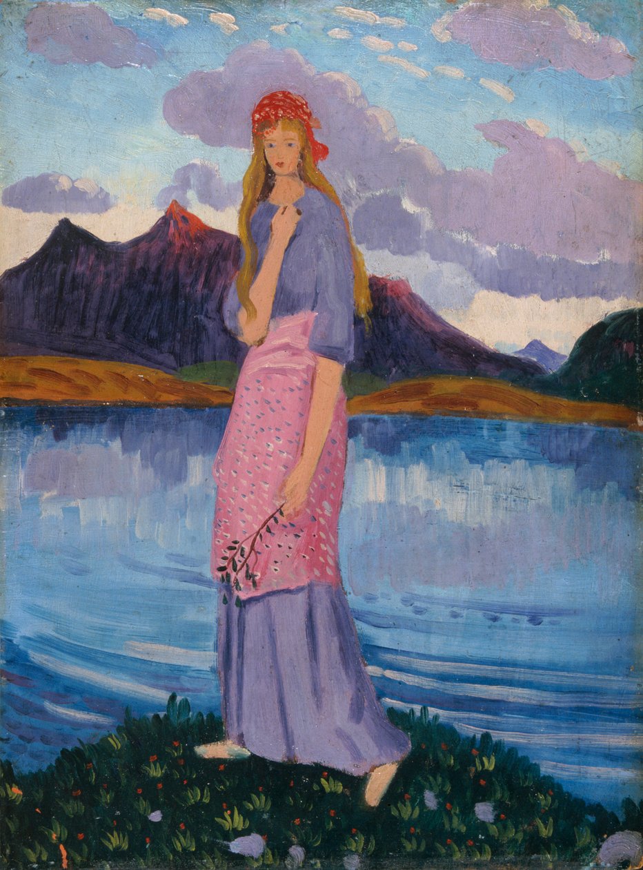 Mädchen steht am See, 1911-12 von James Dickson Innes