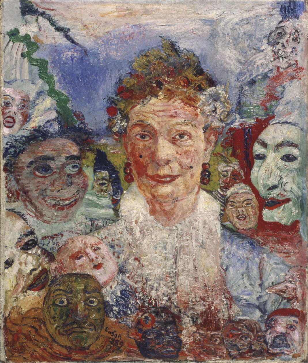 Alte Dame mit Masken, 1889 von James Ensor
