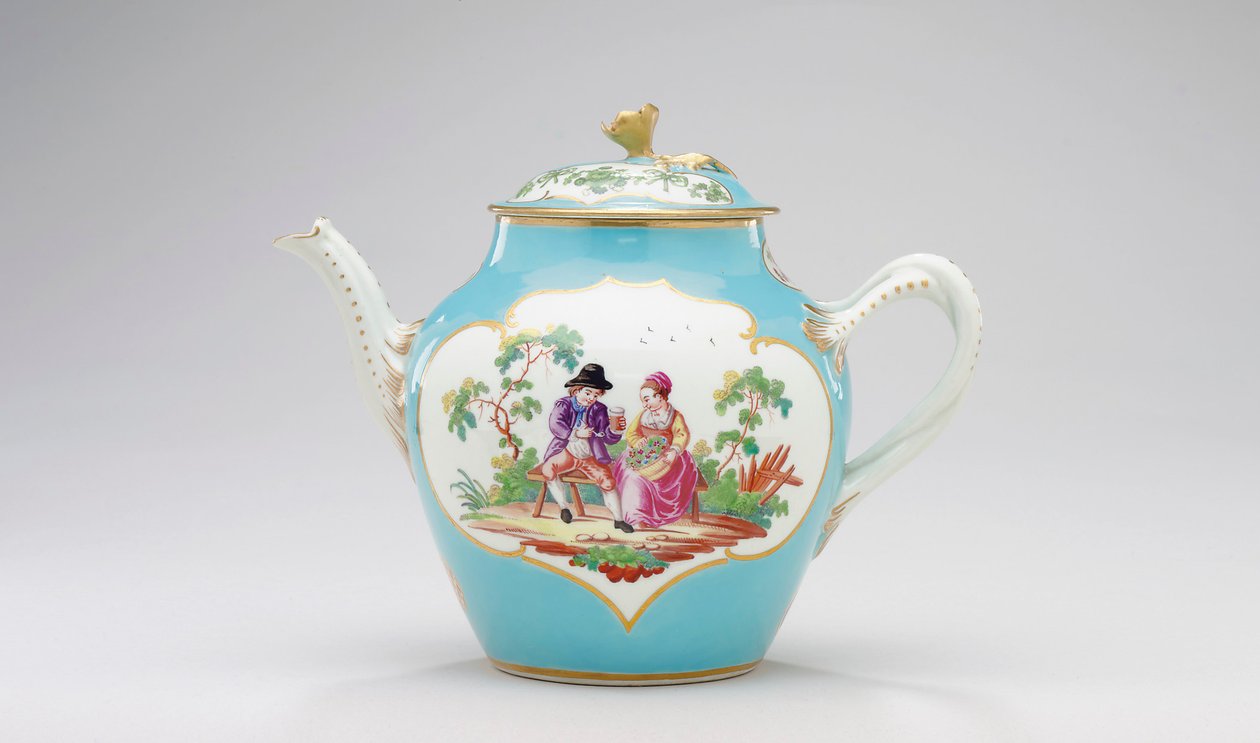 Worcester Teekanne und Deckel, ca. 1770 von James Giles