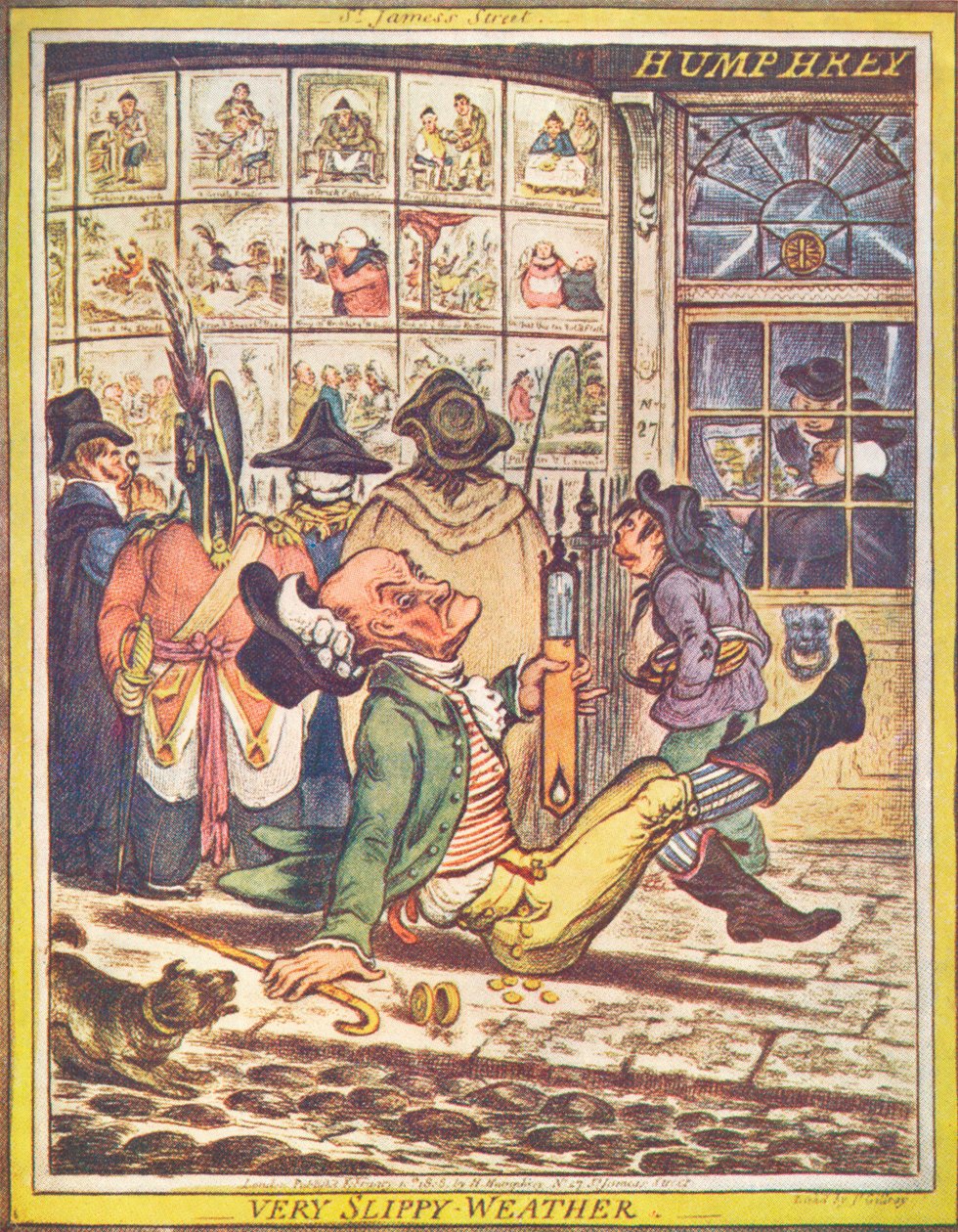 Sehr rutschiges Wetter, 1808 von James Gillray