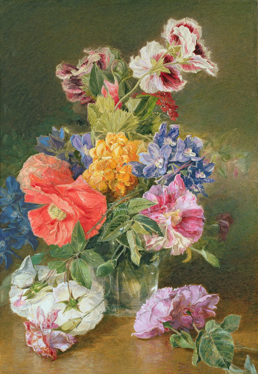 Rosen, Mohn und Pelargonie von James Holland