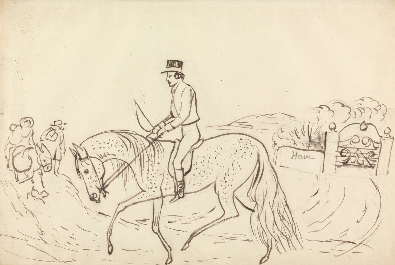 Szene mit Pferd und Reiter von James Howe