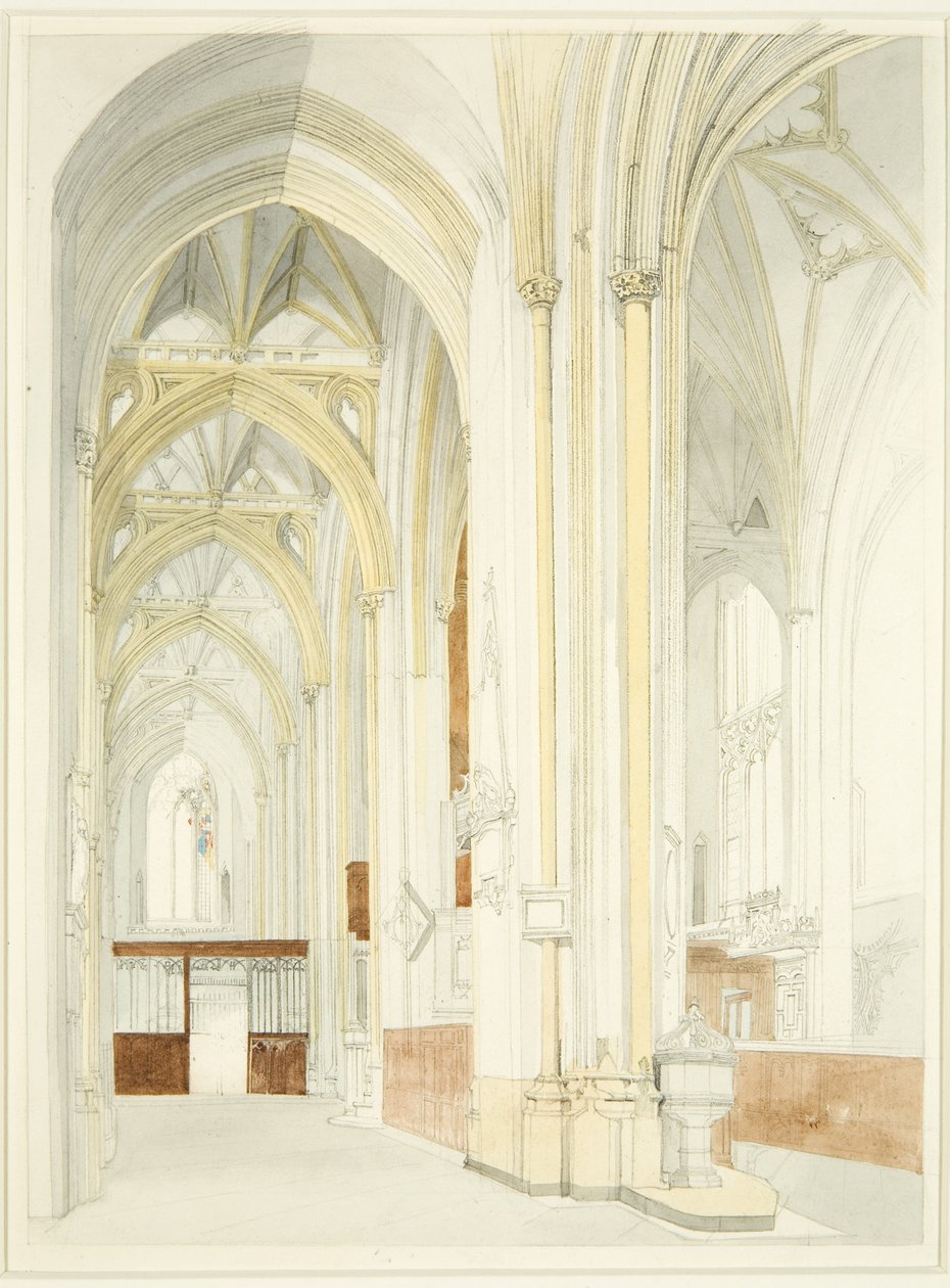 Innenansicht der Kathedrale von Bristol (unvollendet) von James Johnson