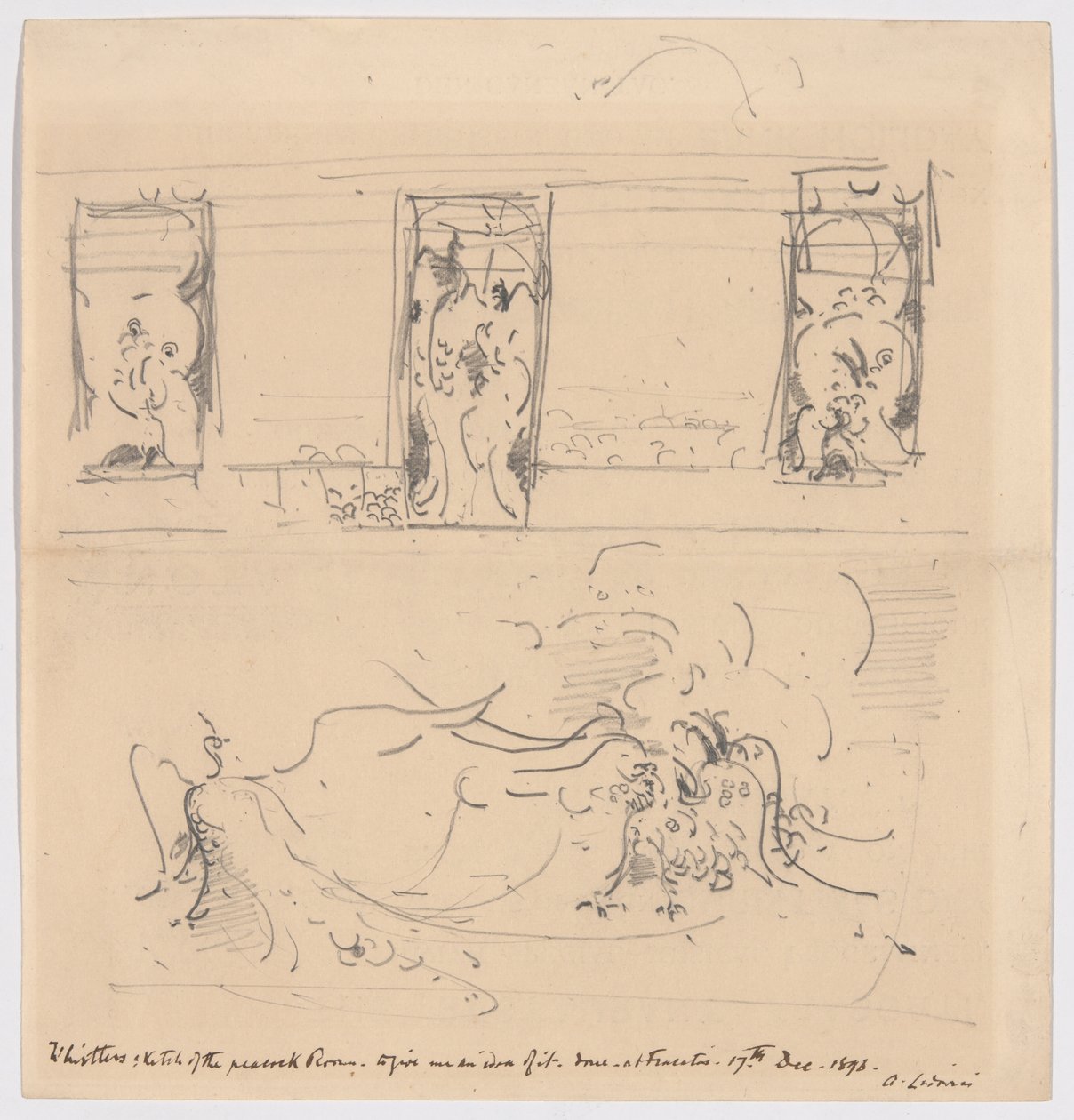 Skizze des Pfauenraums von James McNeill Whistler