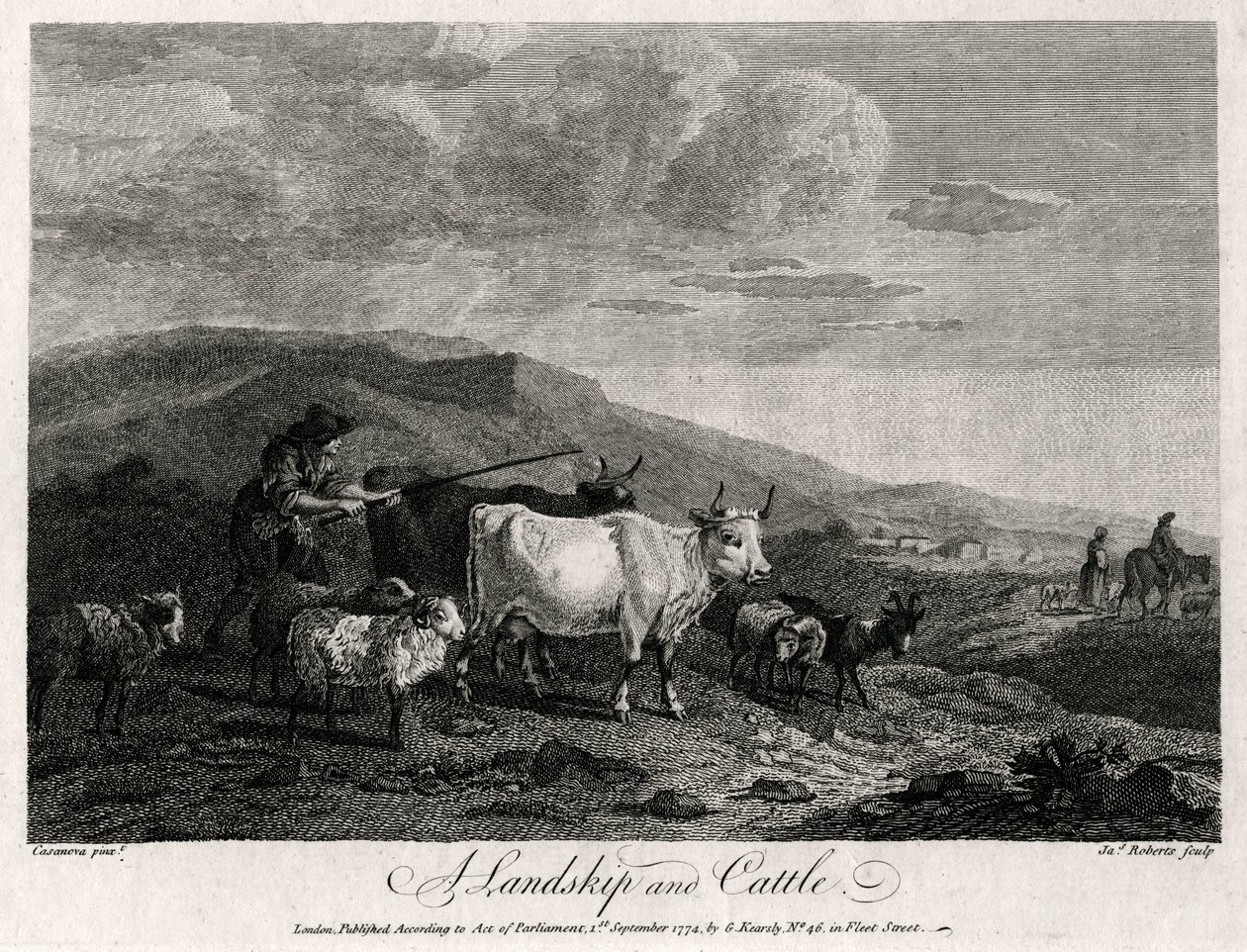 Landschaft und Vieh, 1774 von James Roberts