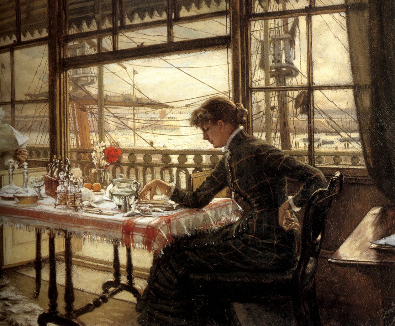 Zimmer mit Blick auf den Hafen von James Tissot