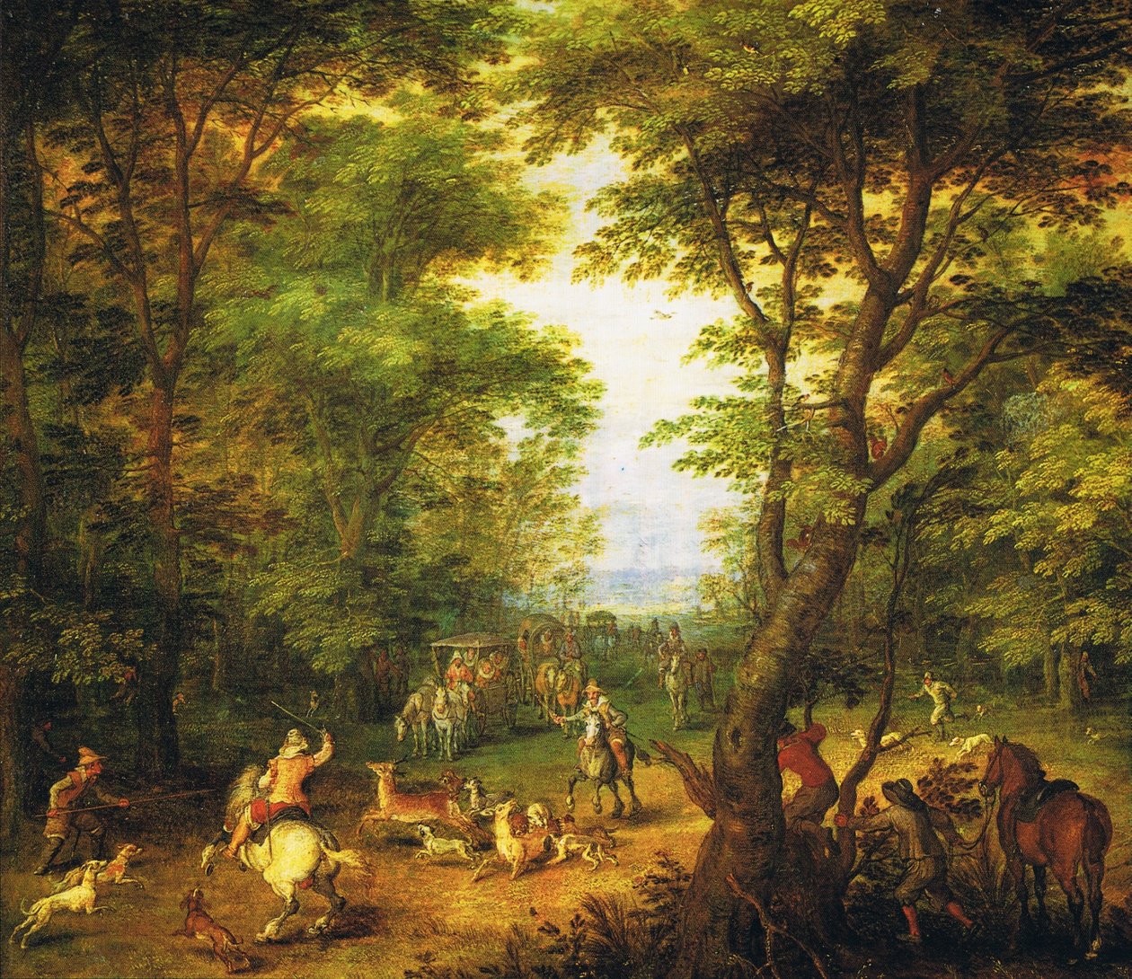 Hirschjagd im Wald von Jan the Elder Brueghel