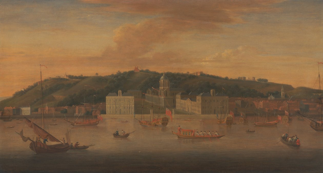 Ansicht von Greenwich vom Fluss mit vielen Booten von Jan Griffier