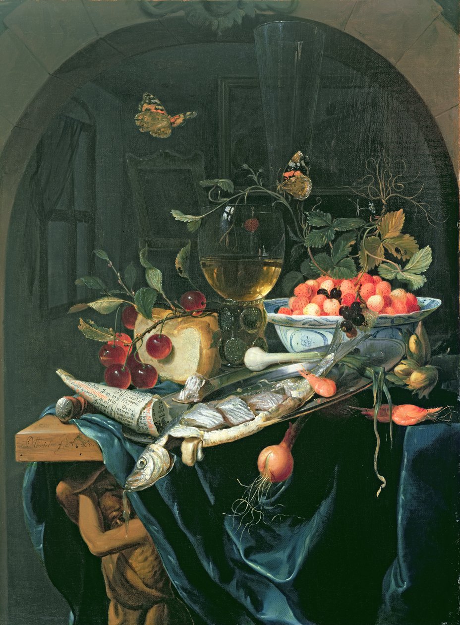 Stillleben mit Fischplatte von Jan Mortel