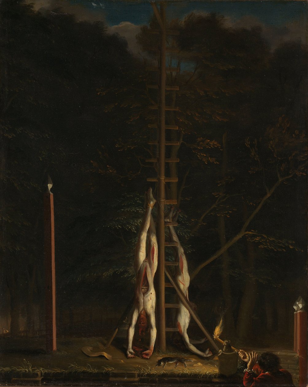 Die Leichen der Brüder De Witt auf dem Groene Zoodje am Lange Vijverberg in Den Haag, 20. August 1672 von Jan de Baen