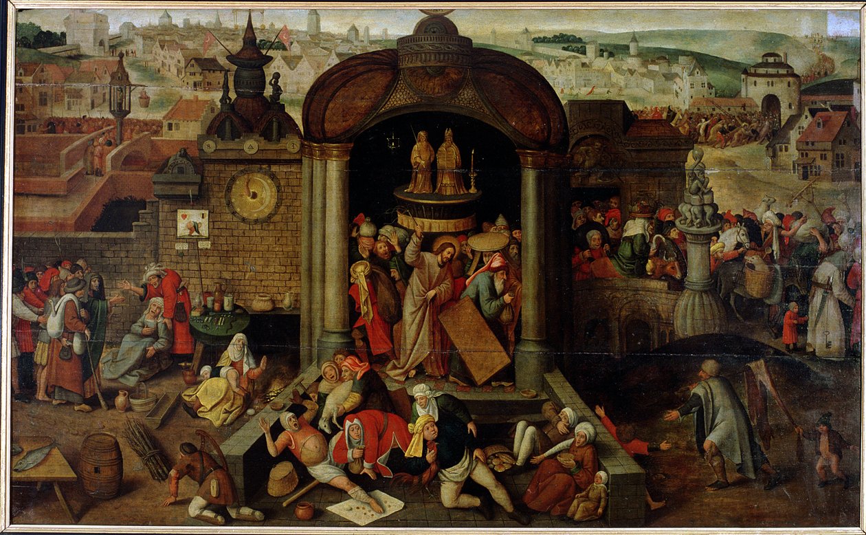Christus vertreibt die Händler aus dem Tempel, frühes 17. Jahrhundert von Jan the Elder circle of Brueghel