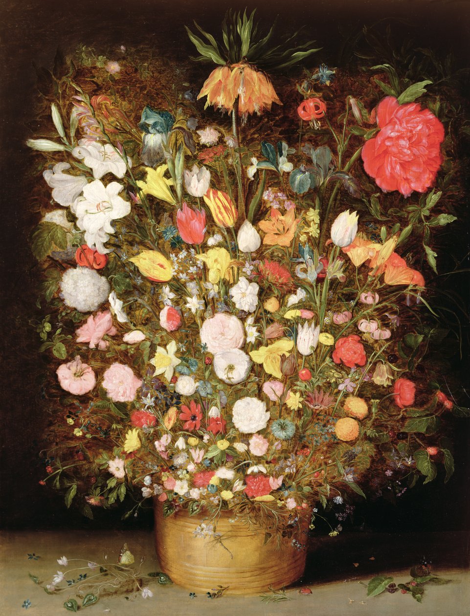 Gemischte Blumen in einem Holztrog von Jan Brueghel the Younger