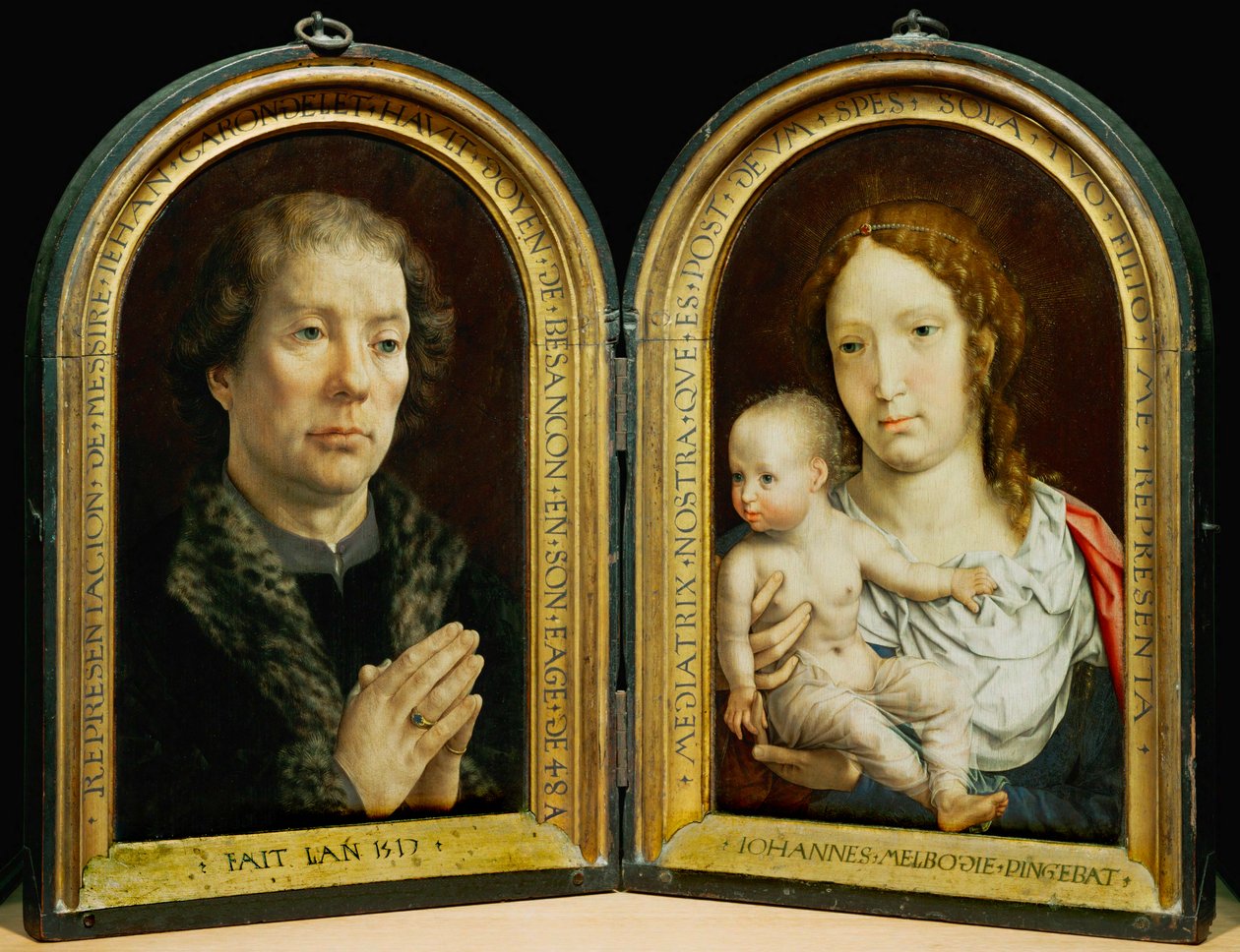 Carondelet-Diptychon. Links: Jean Carondelet von Jan (c.1472 c.1533) Gossaert