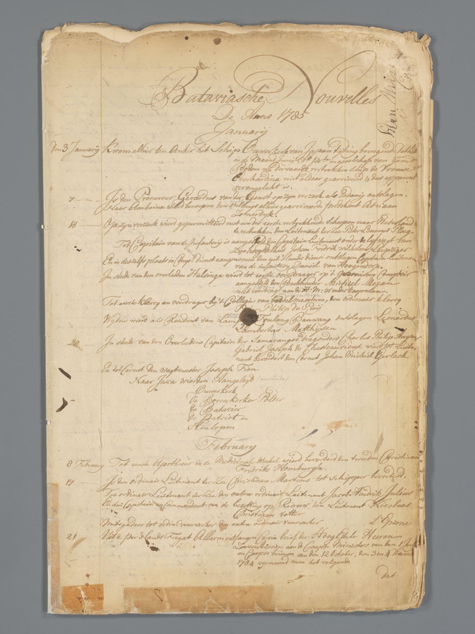 Bataviaasche Nouvelles 1785 von Jan Brandes