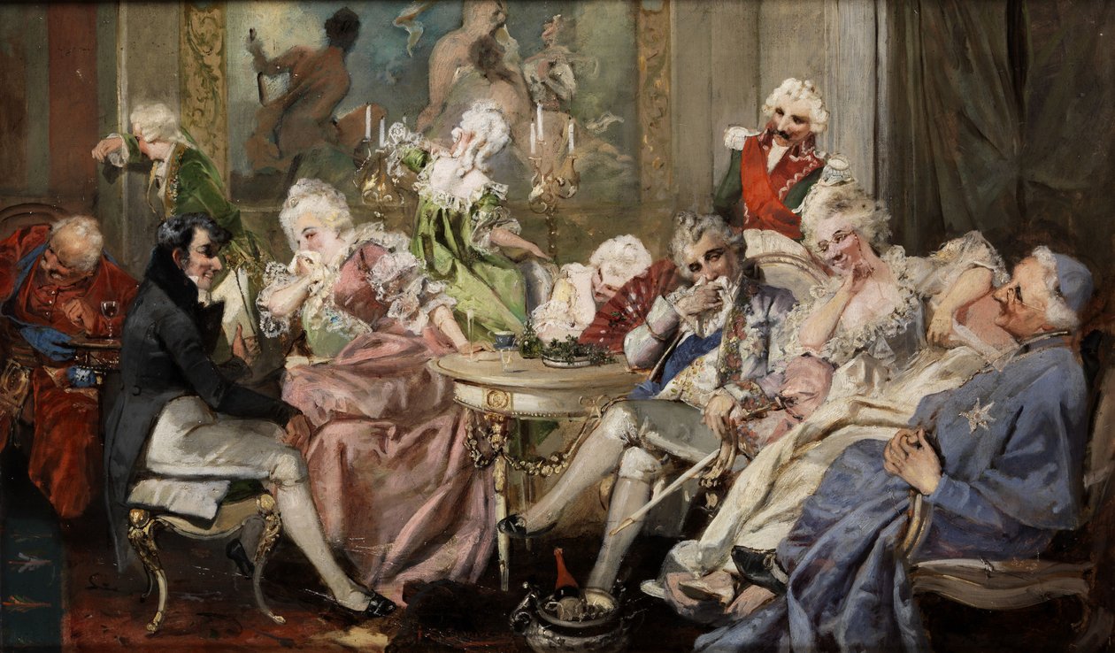 Höfische Gesellschaft in einem Salon von Jan Czesław Moniuszko