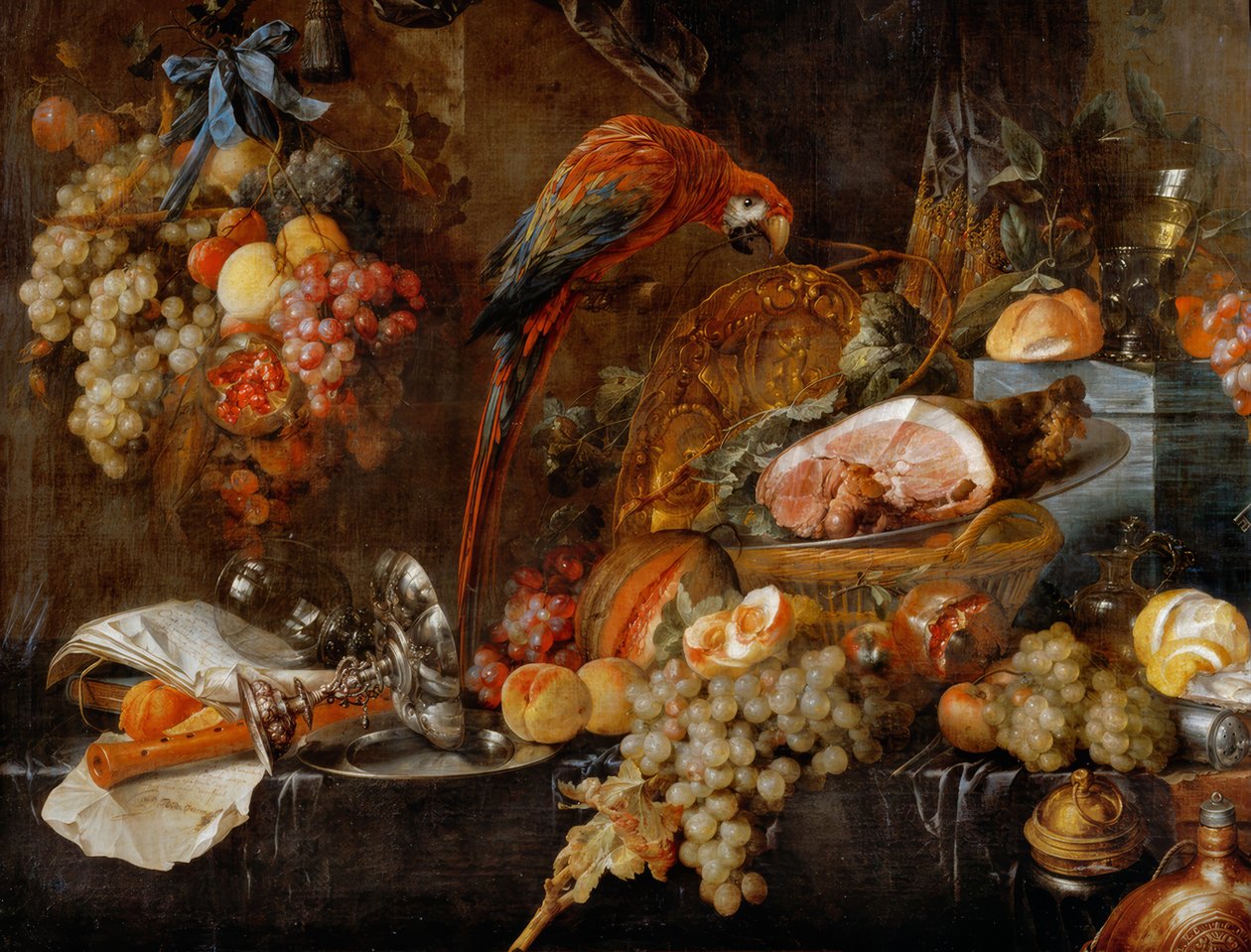 Stillleben mit Papagei von Jan Davidsz de Heem