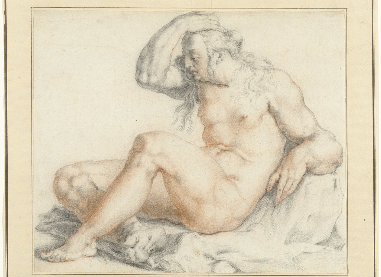 Nackte sitzende Frauenfigur von Jan Harmensz. Muller