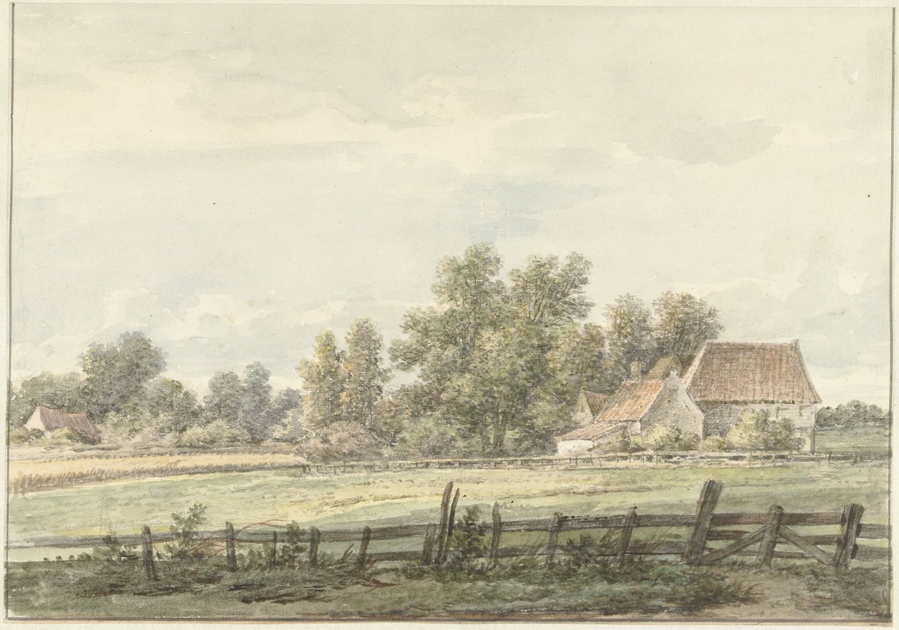 Landschaft mit Bauernhof von Jan Hulswit