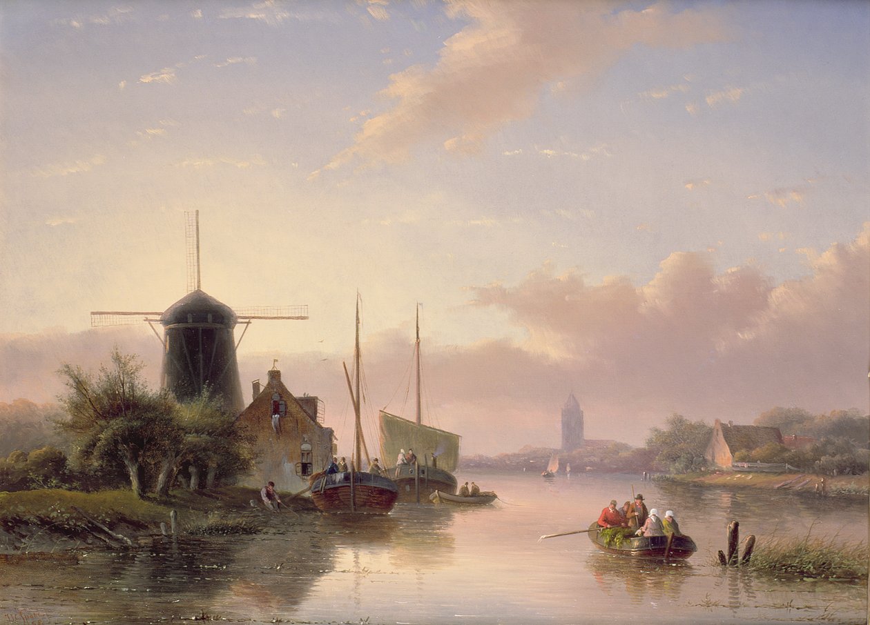Sommerlandschaft bei Sonnenuntergang, 1858 von Jan Jacob Spohler