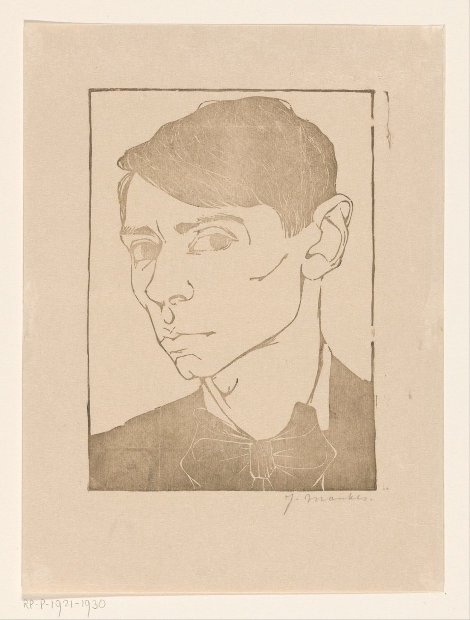 Selbstporträt mit Fliege von Jan Mankes