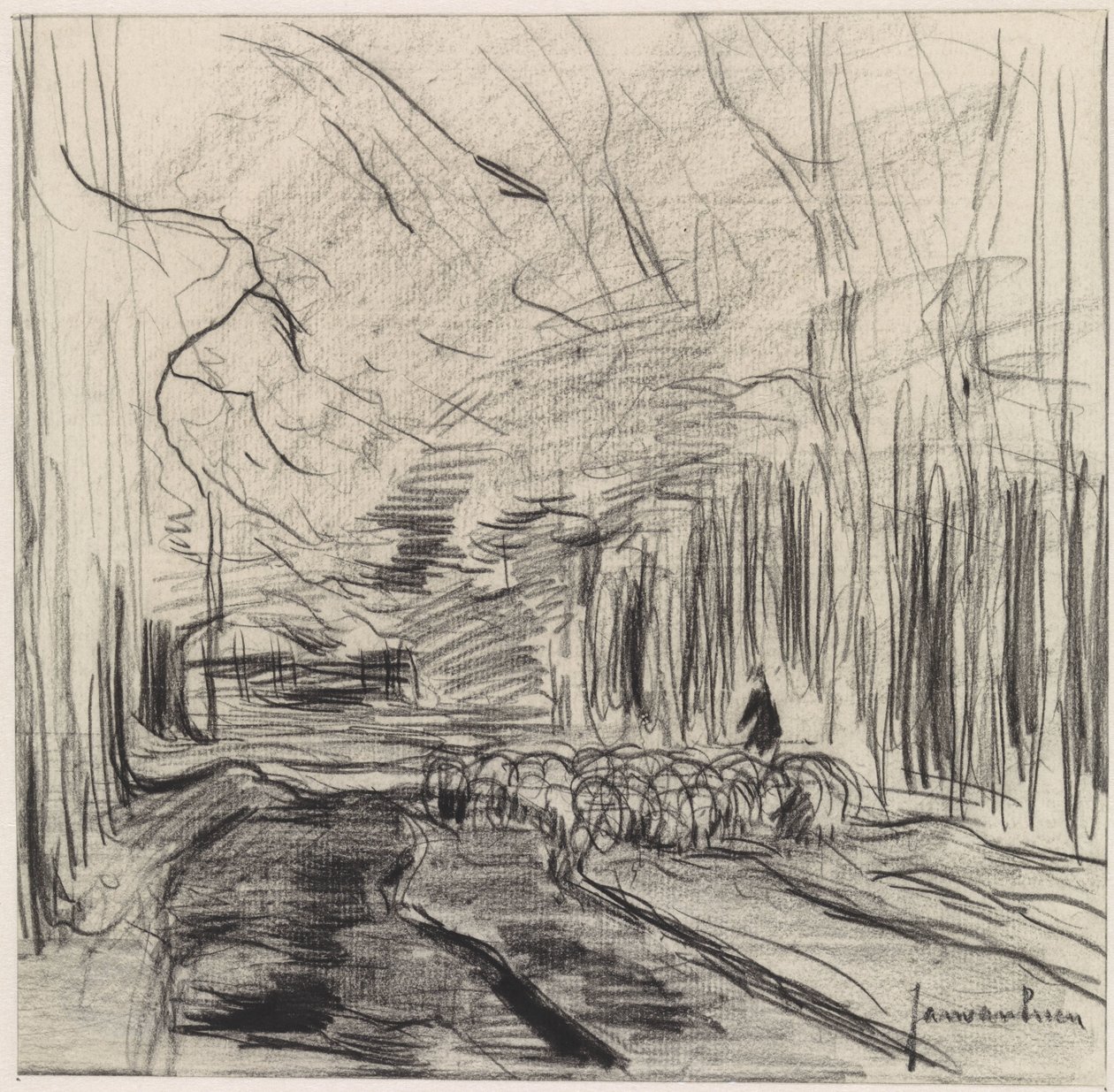 Schafherde im Wald von Jan van Essen