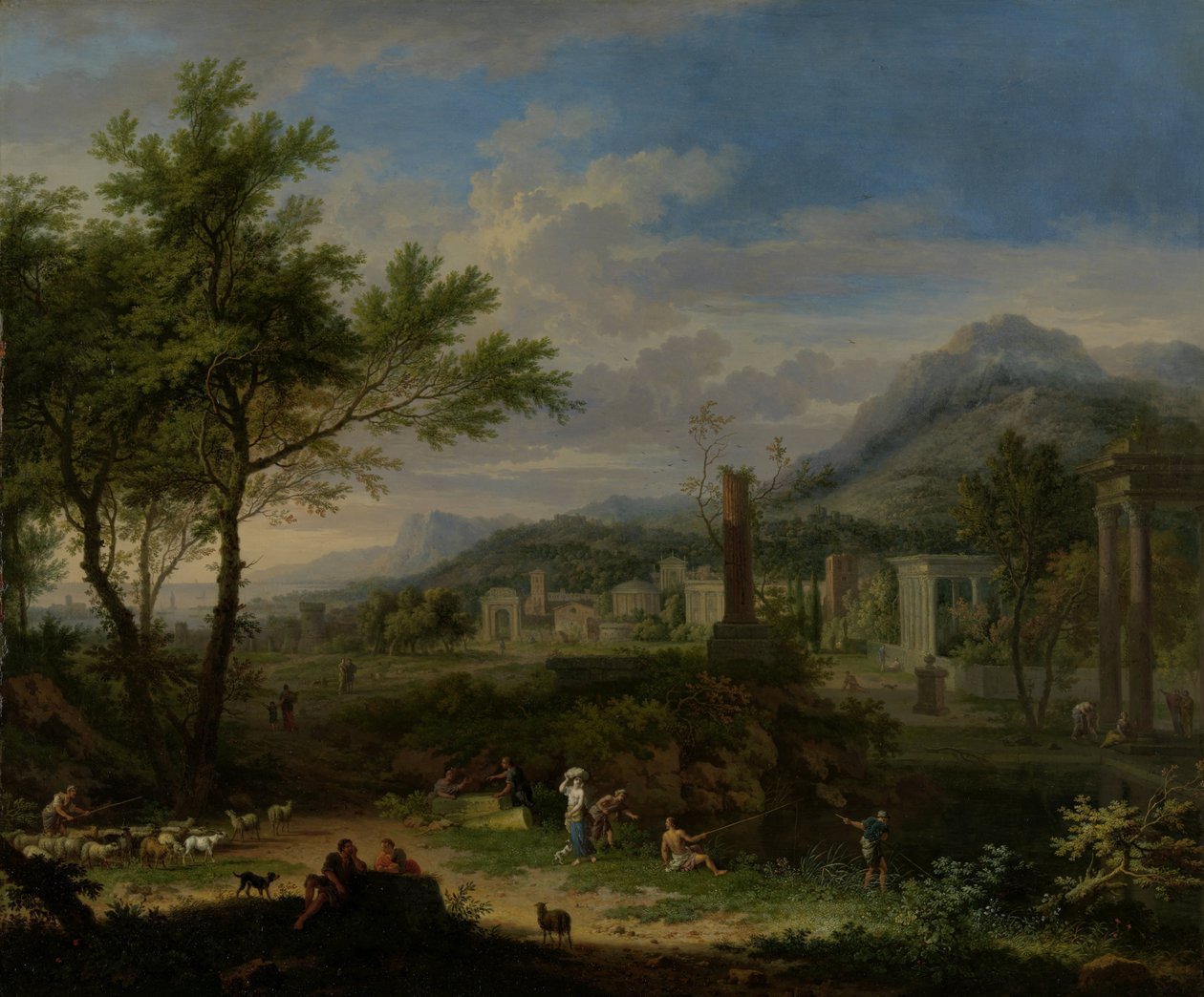 Arkadische Landschaft mit Fischern von Jan van Huysum